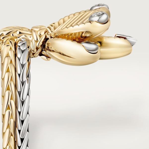 Grain de Café ring, diamonds Yellow gold, white gold, diamonds