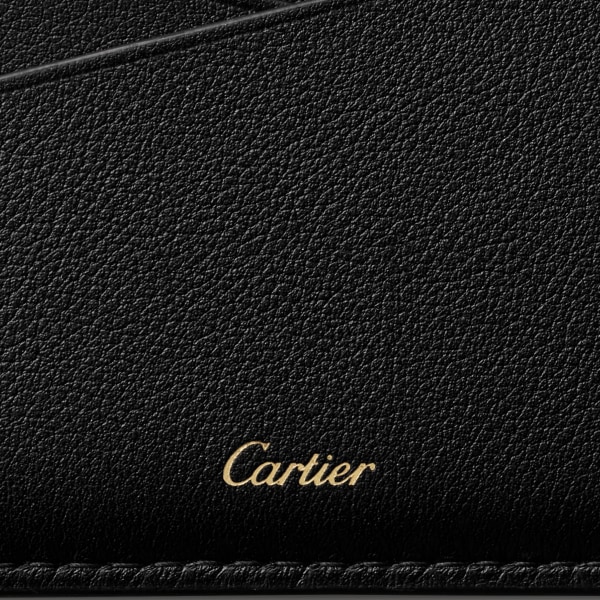 Panthère de Cartier卡地亚猎豹系列单层卡片夹 黑色绗缝小牛皮，镀金饰面