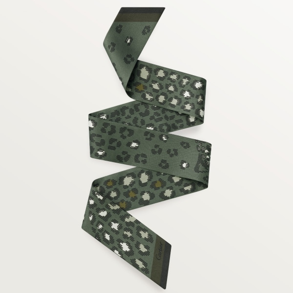 Bandeau, Panthere dots Green tea silk twill