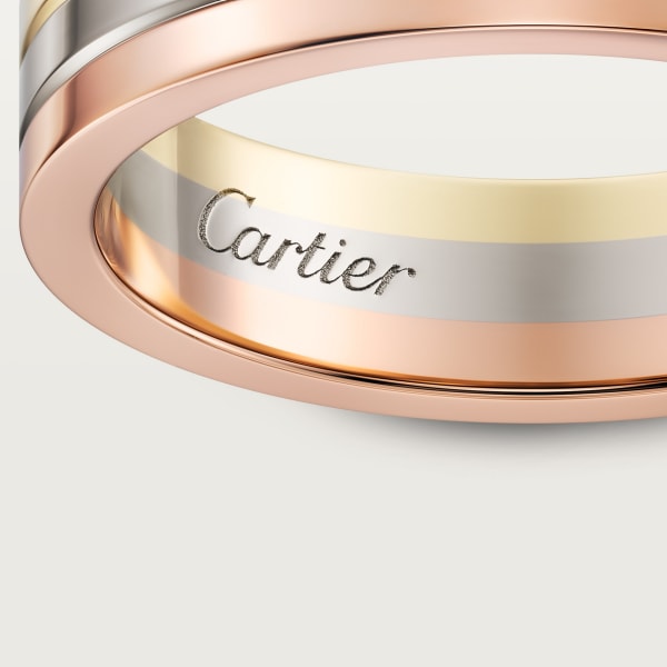 Vendome Louis Cartier wedding ring, width 4.8 mm White gold, yellow gold, rose gold