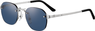 Santos de Cartier Sunglasses Smooth and brushed platinum-finish metal, blue lenses