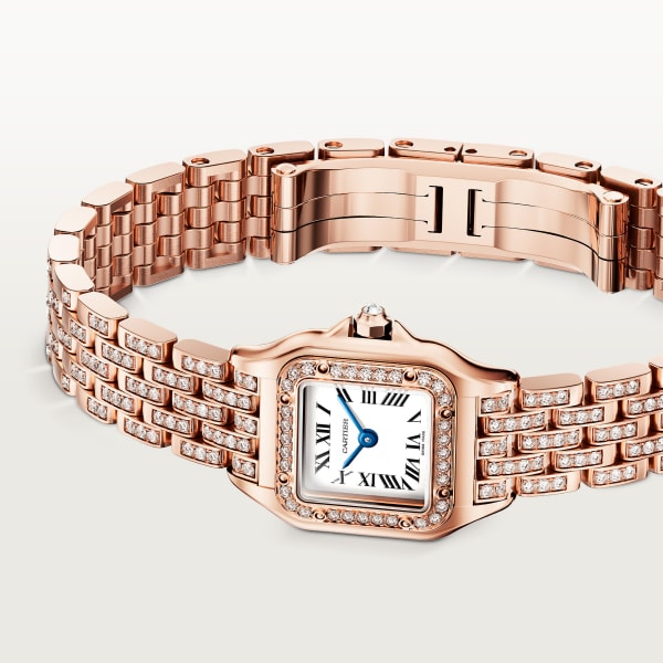 Panthère de Cartier watch Mini model, quartz movement, rose gold, diamonds