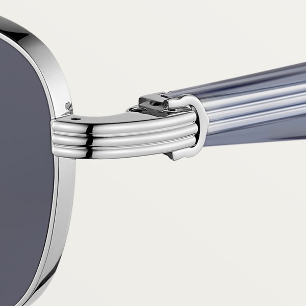 Première de Cartier Sunglasses Smooth platinum-finish metal, transparent blue acetate, blue lenses