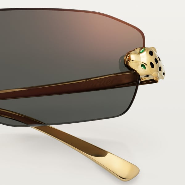 Panthère de Cartier Sunglasses Smooth golden-finish metal, grey lenses