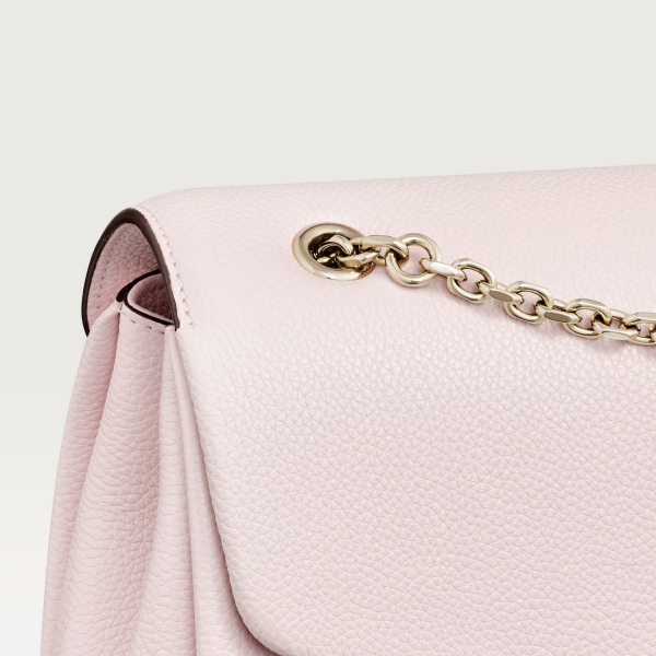Chain bag small, Panthère de Cartier Petal pink grained calfskin, golden finish