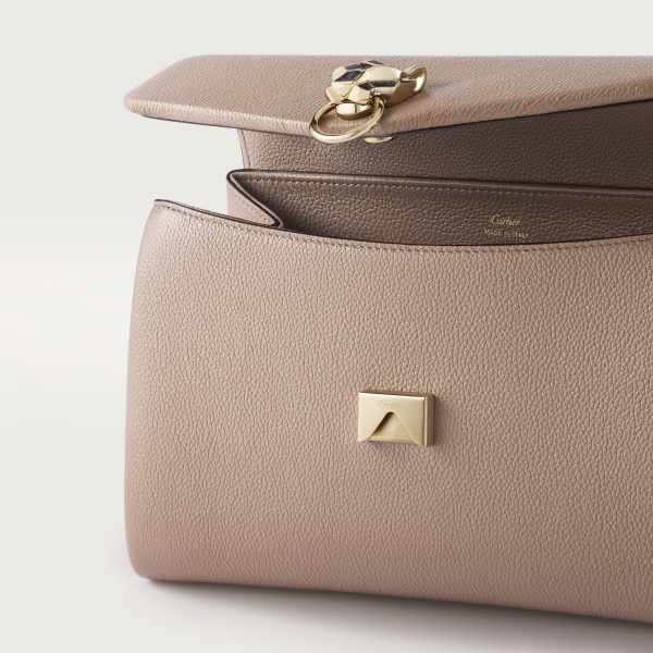 Small model chain bag, Panthère Graphique de Cartier Clay-coloured grained calfskin, golden finish