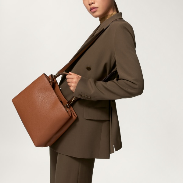 Medium model handle bag, Panthère de Cartier Caramel grained calfskin