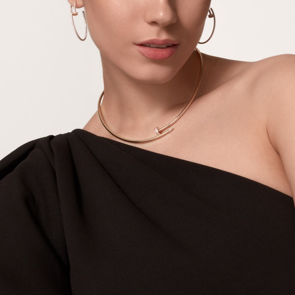 Juste un Clou torque necklace, small model, diamonds Rose gold, diamonds