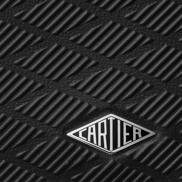 4 credit card holder, Cartier Losange Black debossed calfskin with gadroon motif, enamel and palladium finish