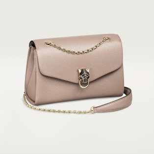 Small model chain bag, Panthère Graphique de Cartier Clay-coloured grained calfskin, golden finish