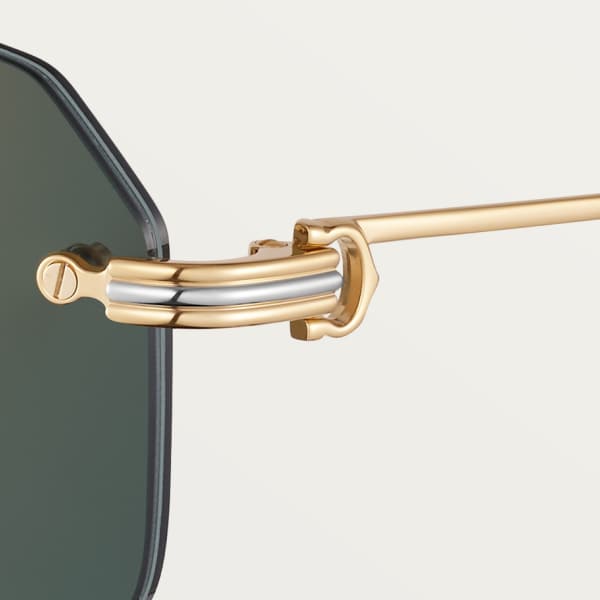 Première de Cartier sunglasses Smooth golden-finish metal, green lenses