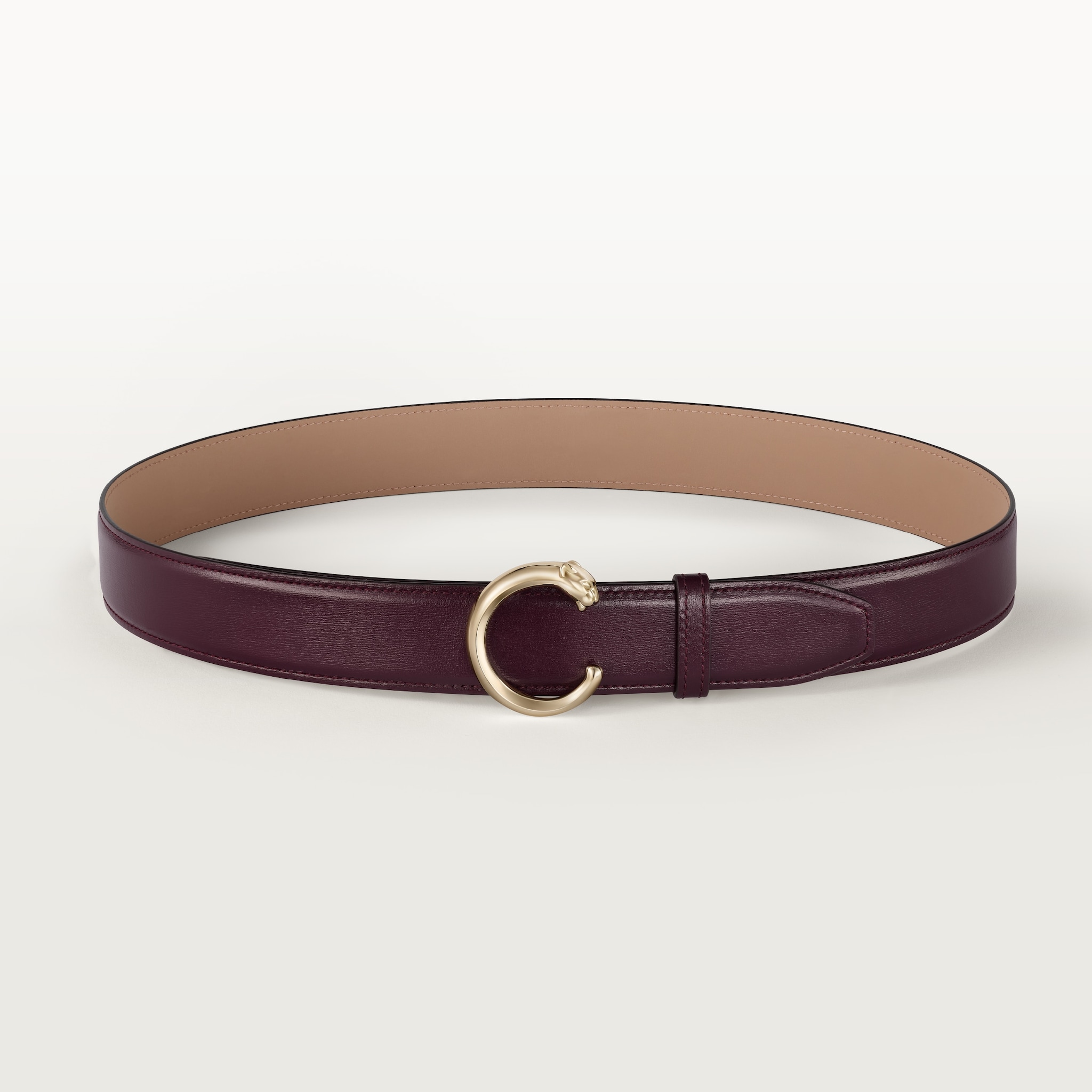 Belt 35 mm, Panthère de Cartier, Size 75 cmGrape calfskin, golden finish buckle