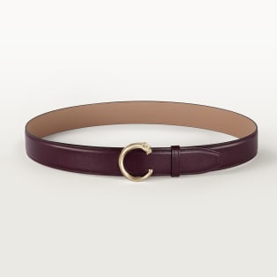 Belt 35 mm, Panthère de Cartier, Size 85 cm Grape calfskin, golden finish buckle