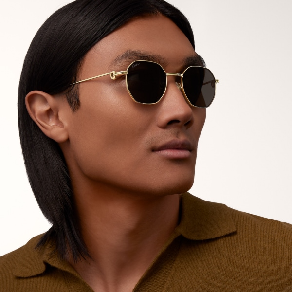 Première de Cartier sunglasses Smooth golden-finish metal, grey lenses