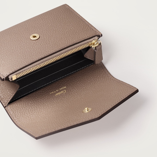 Mini wallet, Panthère Graphique de Cartier Clay-coloured grained calfskin, golden finish