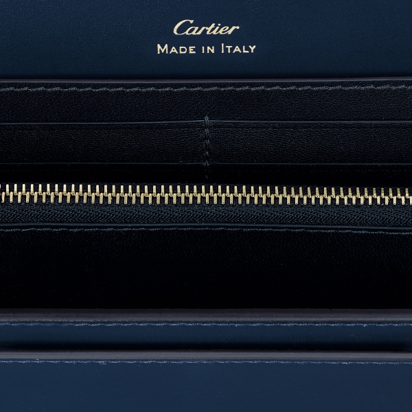 C de Cartier系列翻盖通用型皮夹 午夜蓝小牛皮，镀金饰面