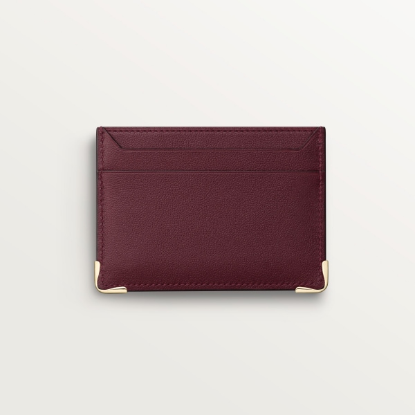 Double card holder, Must de Cartier Burgundy perforated logo calfskin, golden finish