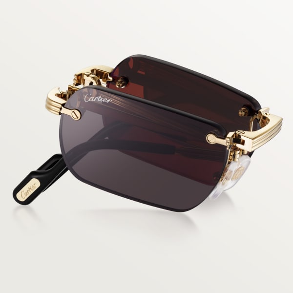 Première de Cartier sunglasses Smooth golden-finish metal, grey lenses