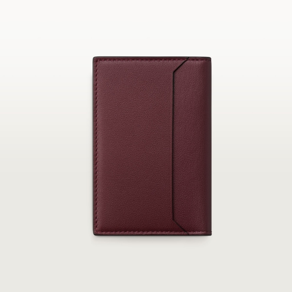 Credit/Business Card Holder, Must de Cartier XL logo perforated burgundy calfskin, golden finish