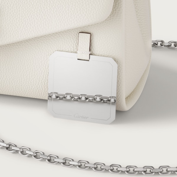 Small model chain bag, Panthère Graphique de Cartier Salt white grained calfskin, golden finish