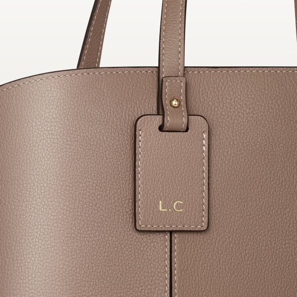 Tote bag, C de Cartier Clay-coloured grained calfskin, golden finish