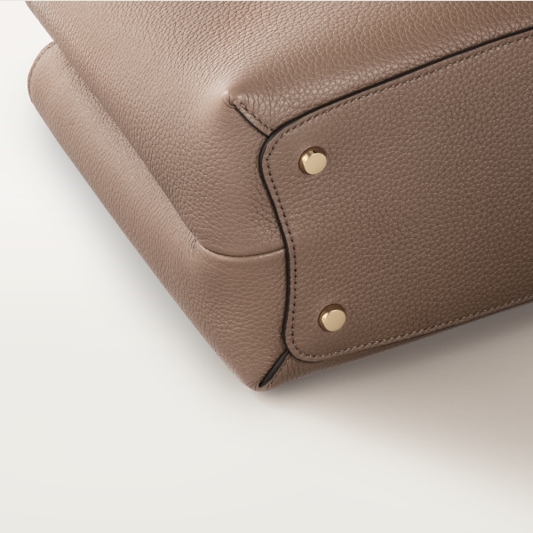 Small model handle bag, Panthère de Cartier Clay-coloured calfskin, golden finish