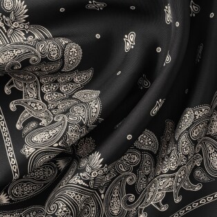 Bandana, Double C paisley Twill silk, black