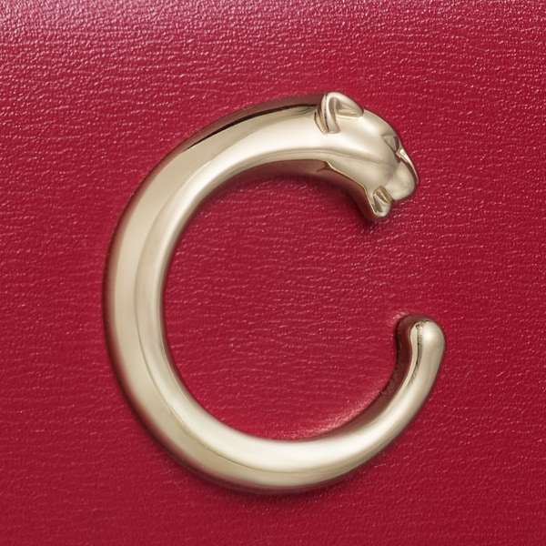 Panthère de Cartier卡地亚猎豹系列超小号款链条手袋 樱桃红色小牛皮，镀金饰面