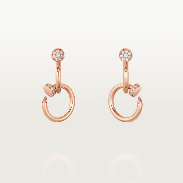 Juste un Clou earrings , double, diamonds Rose gold, diamonds