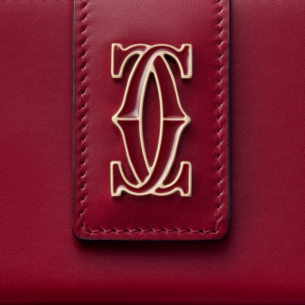 Accordion card holder, C de Cartier Cherry red calfskin, golden and cherry red enamel finish