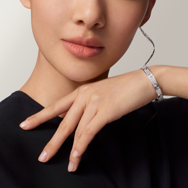 Love bracelet, classic model, paved White gold, diamonds