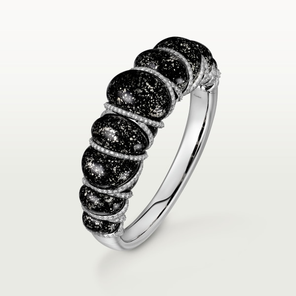 Tressage Bracelet Platinum , obsidians