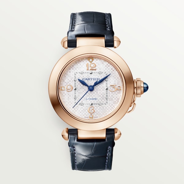 Pasha de Cartier watch 35 mm, automatic movement, rose gold, interchangeable leather straps