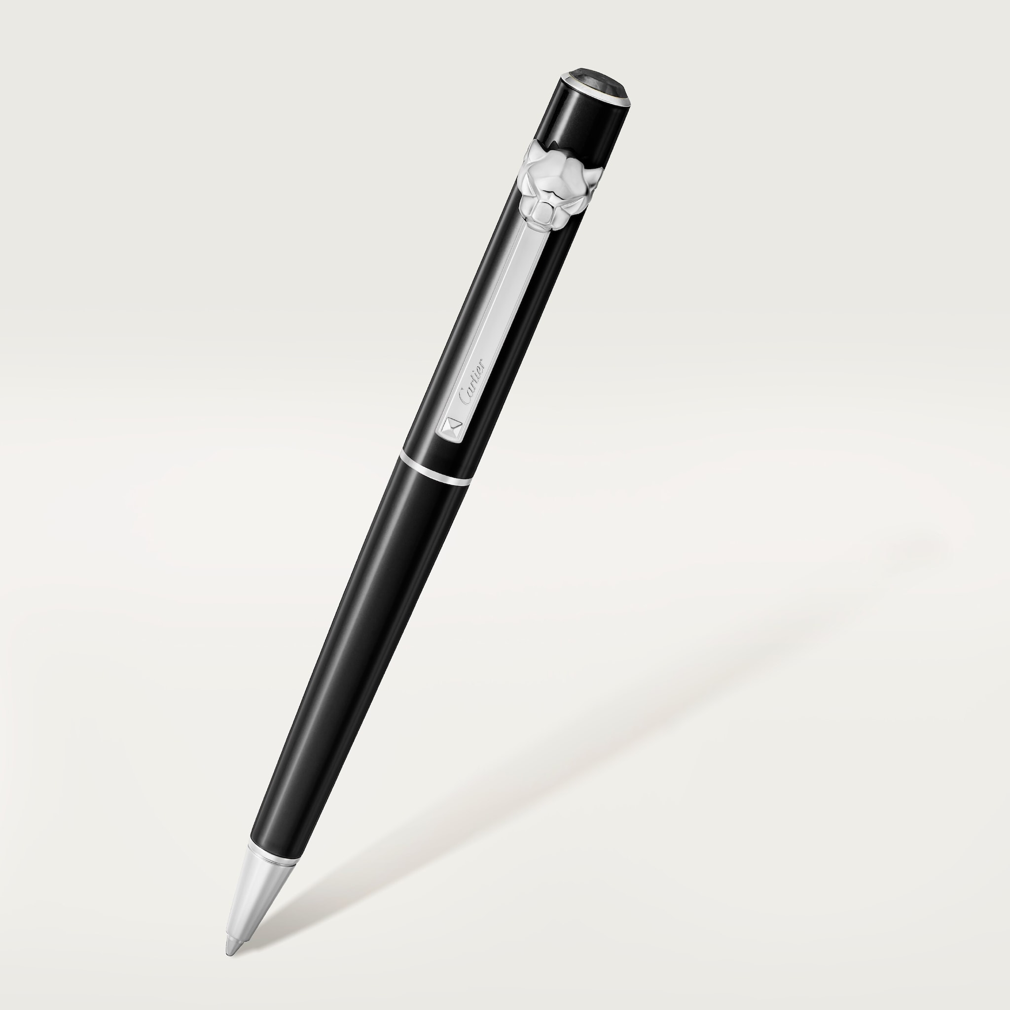 Panthère de Cartier ballpoint penSmall model, black lacquer, palladium finish