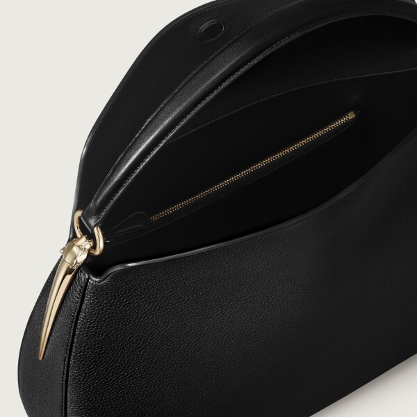 Medium model hobo bag, Panthère Double Grained black calfskin