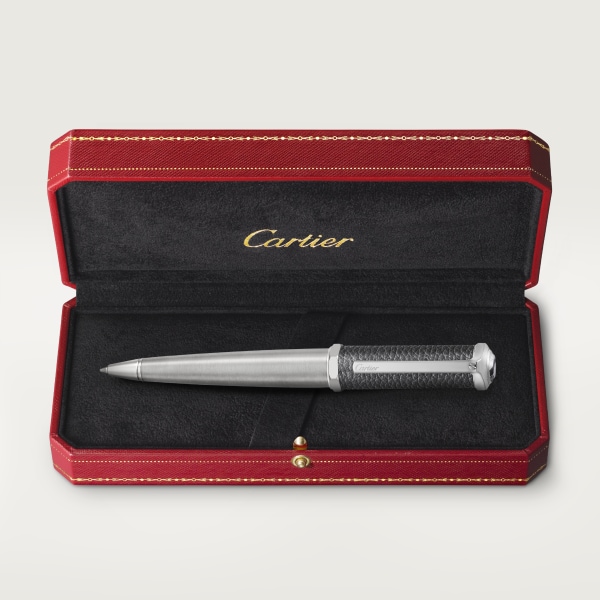 Santos-Dumont de Cartier pen Metal and grey grained leather, palladium finish