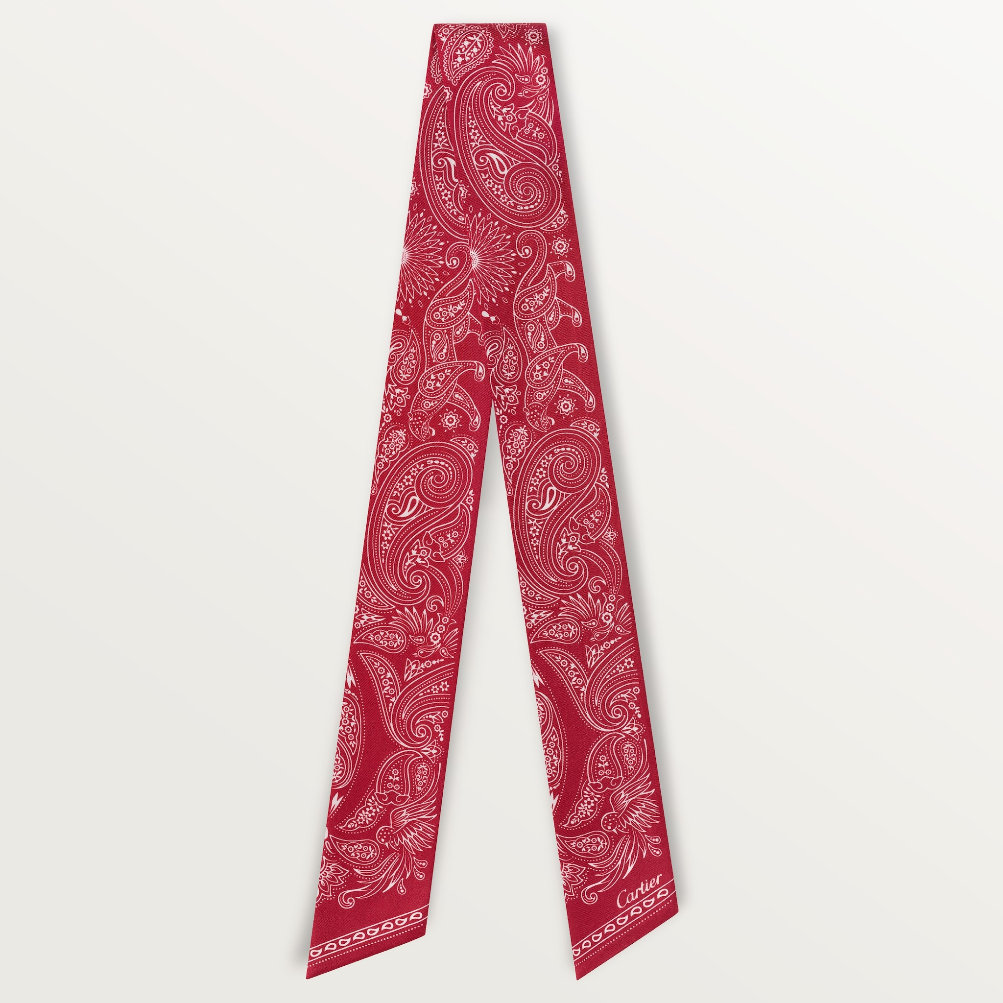 Double C Paisley headbandRed silk twill