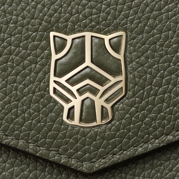 Wallet mini, Panthère Graphique de Cartier Green tea grained calfskin, golden finish