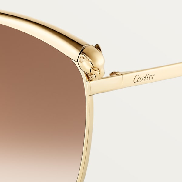 Panthère de Cartier Sunglasses Smooth golden-finish metal, brown lenses