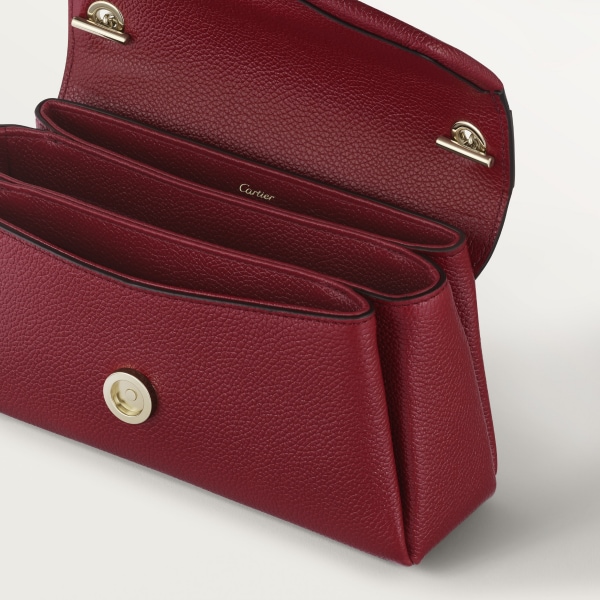 Nano model chain bag, Panthère Graphique de Cartier Burgundy grained calfskin, golden finish