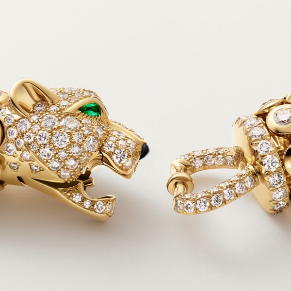 Panthère de Cartier necklace, paved Yellow gold, onyx, emeralds, diamonds
