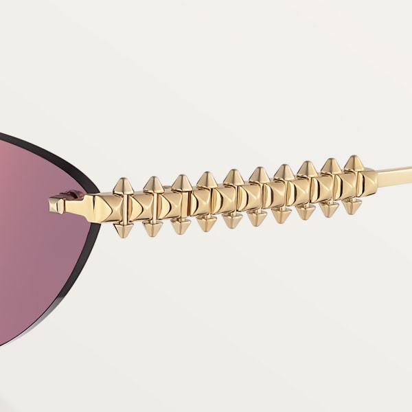Clash de Cartier Sunglasses Smooth golden-finish metal, purple lenses