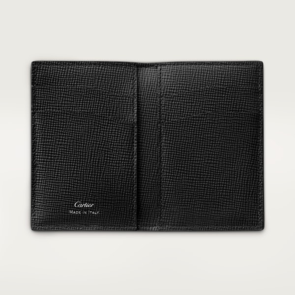 Four-credit card holder, Cartier Losange Grained black calfskin, palladium finish