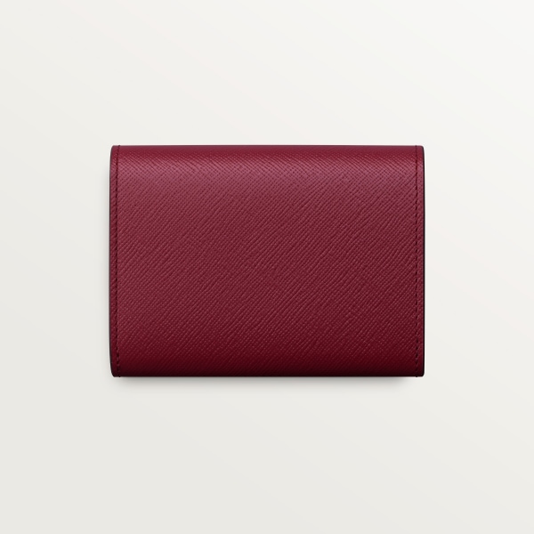 Mini wallet, C de Cartier Cherry red textured calfskin, golden finish