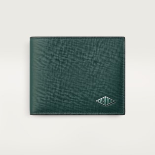 Cartier Losange系列小皮具，卡片夹 松绿色粒面小牛皮，镀钯饰面和松绿色珐琅