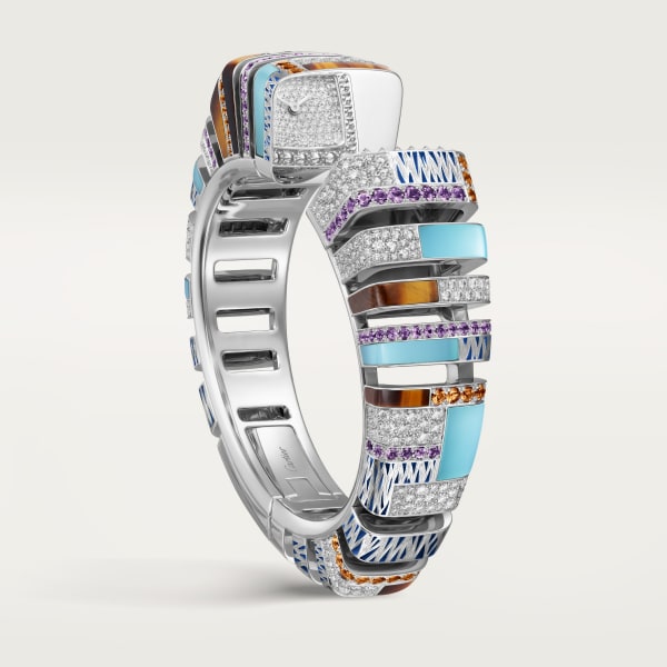 Reflection de Cartier watch Quartz, white gold, diamonds, opal, tiger's eye, amethysts, spessartite garnets