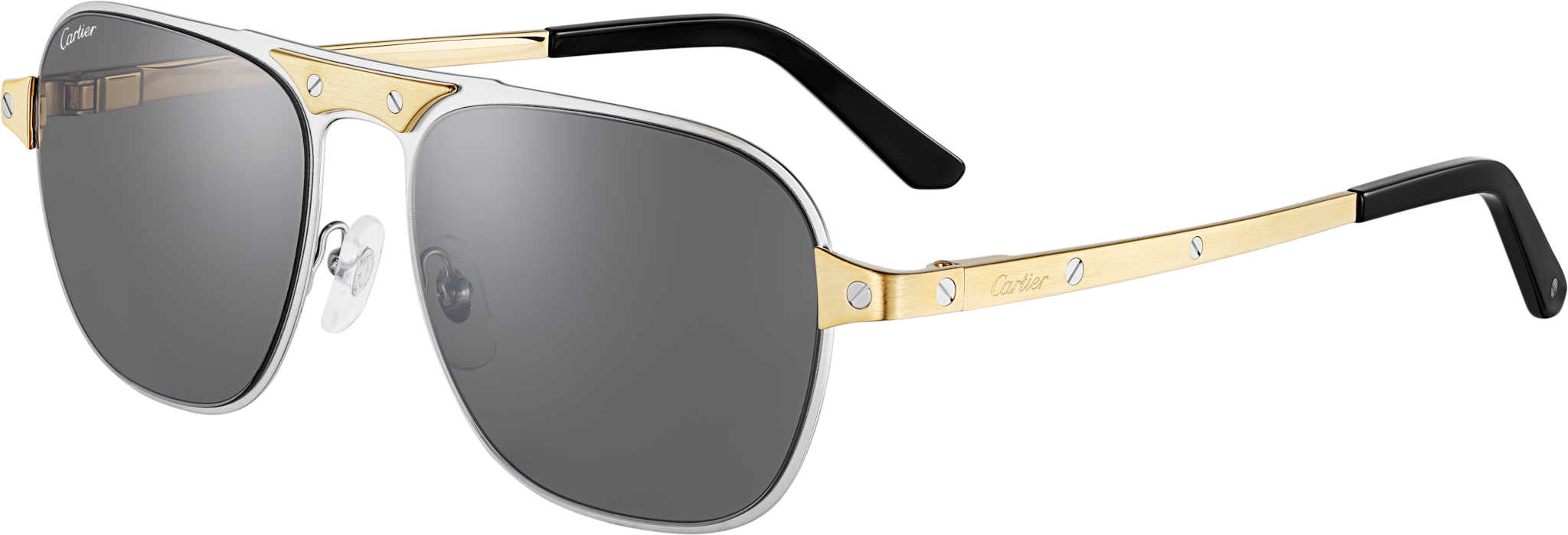 Santos de Cartier, SunglassesBrushed platinum-finish metal, grey lenses