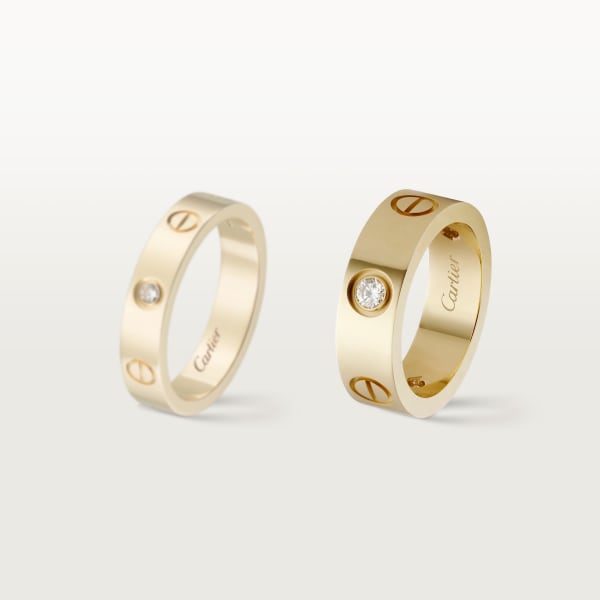 Love ring, classic model, 3 diamonds Yellow gold, diamonds