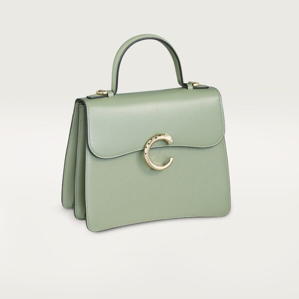 Small bag, Panthère C Sage green calfskin, golden finish