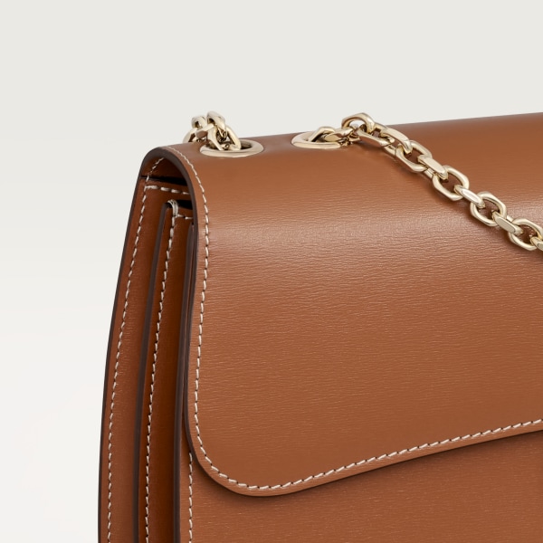 Chain bag small, Panthère de Cartier Caramel calfskin, golden finish